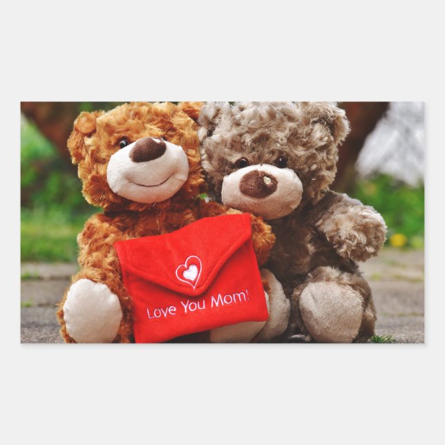 Adesivo Retangular EU TE AMO MÃE - Ursos de Teddy Bonitos e Fofinhos (Frente)