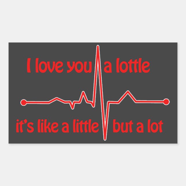 Adesivo Retangular Eu te amo muito, coração batido meme romântico fof (Frente)