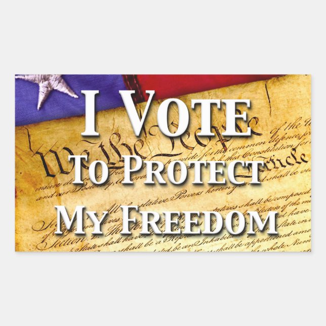 Adesivo Retangular Eu Voto Para Proteger Minha Liberdade (Frente)