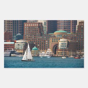 Adesivo Retangular EUA, Massachusetts. Vista panorâmica da orla marít