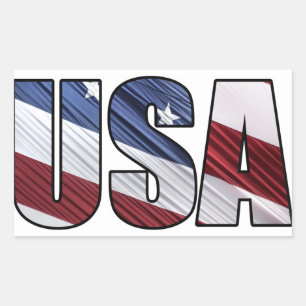 Adesivo Retangular EUA na bandeira patriótica americana branca e azu