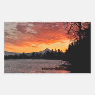 Adesivo Retangular EUA, Oregon. Blue Lake e Mt Hood ao Nascer do Sol