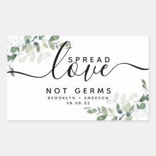 Adesivo Retangular Eucalyptus Spread Love Not Germs Manitizer