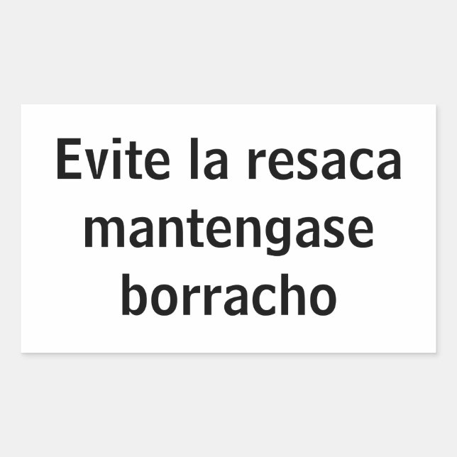 Adesivo Retangular evite la resaca (Frente)