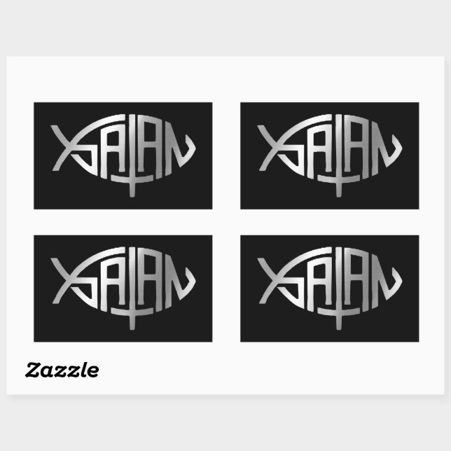 Adesivo Retangular Evolução - Satã + (Folha)