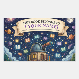 Adesivo Retangular Ex-libris de Aventura de Leitura Personalizada par