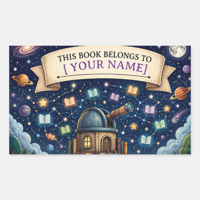 Adesivo Retangular Ex-libris de Aventura de Leitura Personalizada par (Frente)