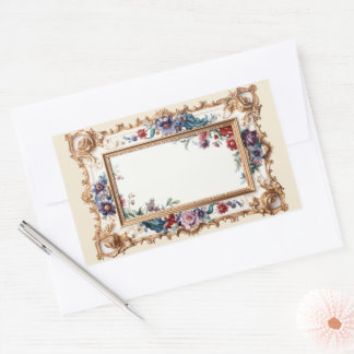 Adesivo Retangular Ex Libris Estilo Vitoriano Floral