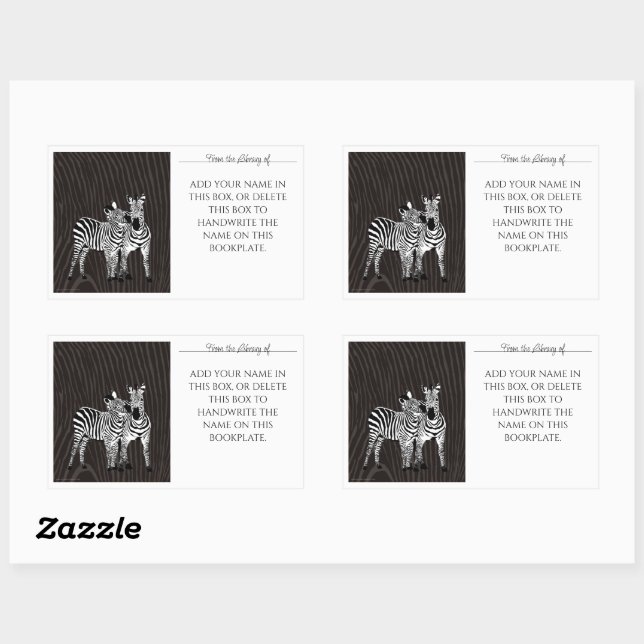 Adesivo Retangular Ex libris Zebra Play (Folha)