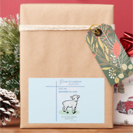 Adesivo Retangular Excelente Neto Baptism Blue Lamb Personalizado