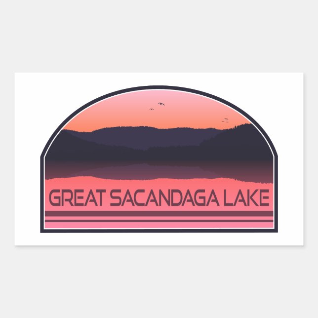 Adesivo Retangular Excelente Sacandaga Lago New York Red Sunrise (Frente)
