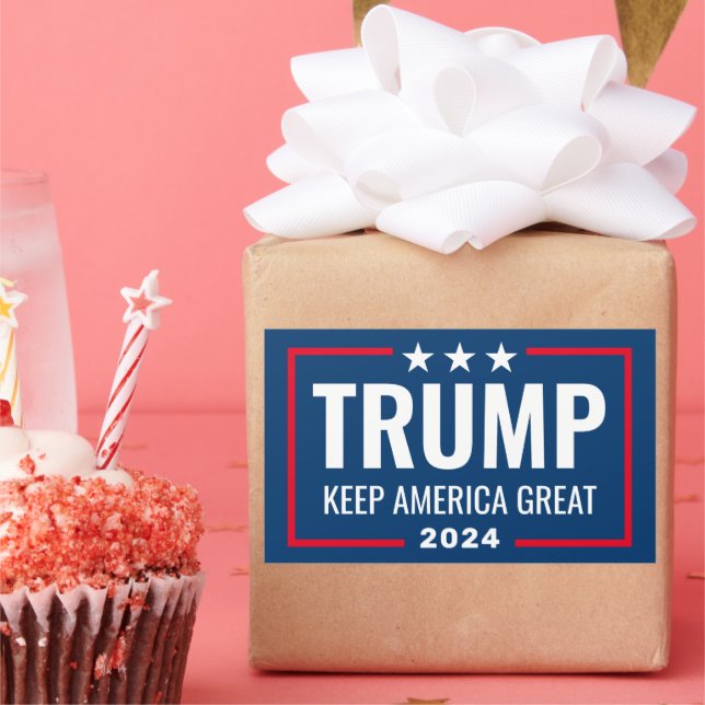 Adesivo Retangular Excelente Trump 2024 Keep America - azul vermelho (Festa)