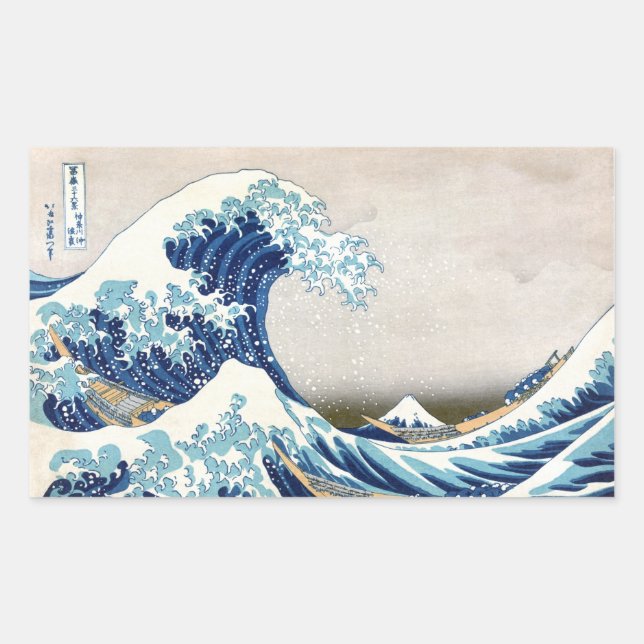 Adesivo Retangular Excelente Wave Off Kanagawa Hokusai Japonês Belas  (Frente)
