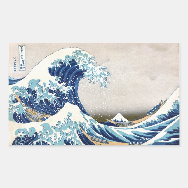 Adesivo Retangular Excelente Wave Off Kanagawa Hokusai Japonês Belas  (Frente)