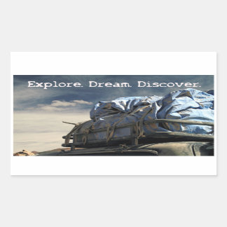 Adesivo Retangular Explore. Sonho. Descubra. Vinheta retangular