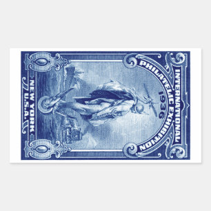 Adesivo Retangular Expo Filatélico Internacional de Nova Iorque, 1936