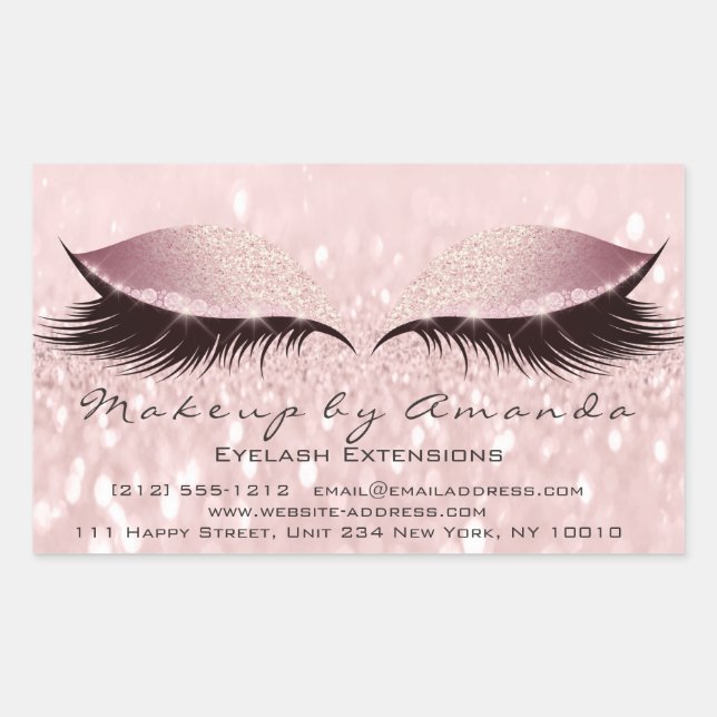 Adesivo Retangular Extensão Eyelash Estúdio de Beleza do Artista Rosa (Frente)