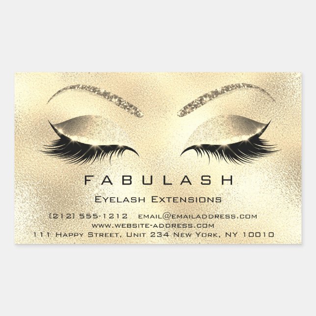 Adesivo Retangular Eyelash Extension Makeup Beauon Salon Dourado VIP (Frente)