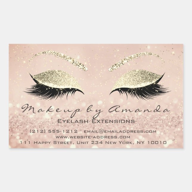 Adesivo Retangular Eyelash Extension Makeup Beauon Skinny Dourado (Frente)