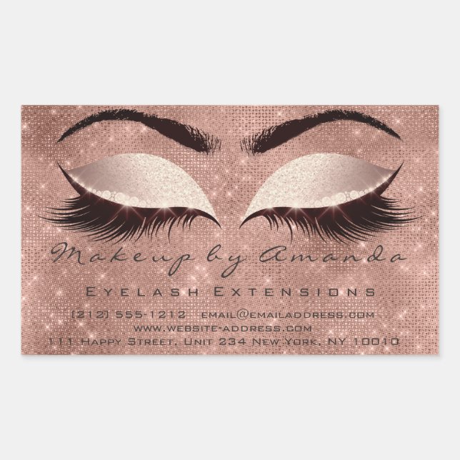 Adesivo Retangular Eyelash Extension Makeup Beauty Salon Spark Rosa (Frente)
