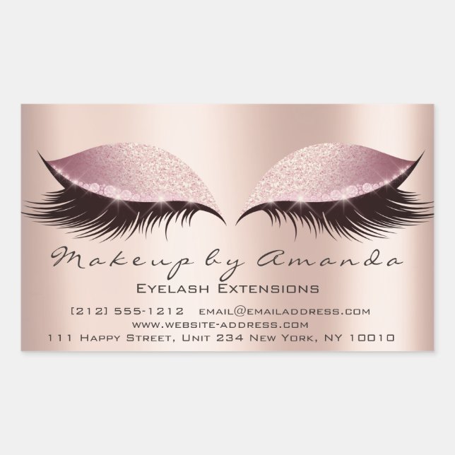 Adesivo Retangular Eyelash Extension Pink Makeup Artista Beauty Salon (Frente)
