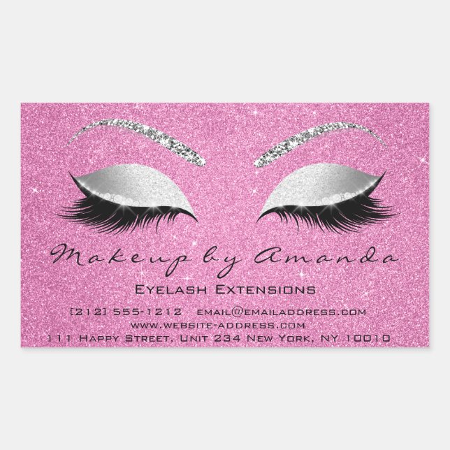 Adesivo Retangular Eyelash Makeup RSVP Beauty Rosa Rosa Cinza Brilhan (Frente)