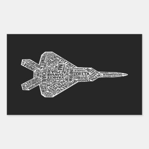 Adesivo Retangular F-22 Plane Jato Raptor - Autocolantes Patrióticos