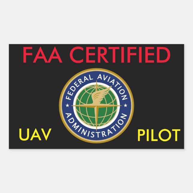 ADESIVO RETANGULAR FAA CERTIFICADO DRONE STICKER (Frente)