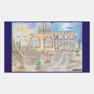 Adesivo Retangular Fábrica quebrada de máquinas amassadas