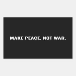 Adesivo Retangular Faça a paz não seja um costume negro e minimalista
