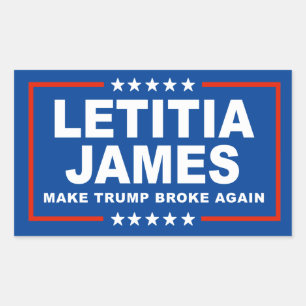 Adesivo Retangular Faça Trump Quebrar Novamente - Letitia James
