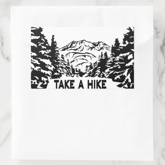 Adesivo Retangular Faça uma citação de Hike, paisagem monocromática d (Bolsa)
