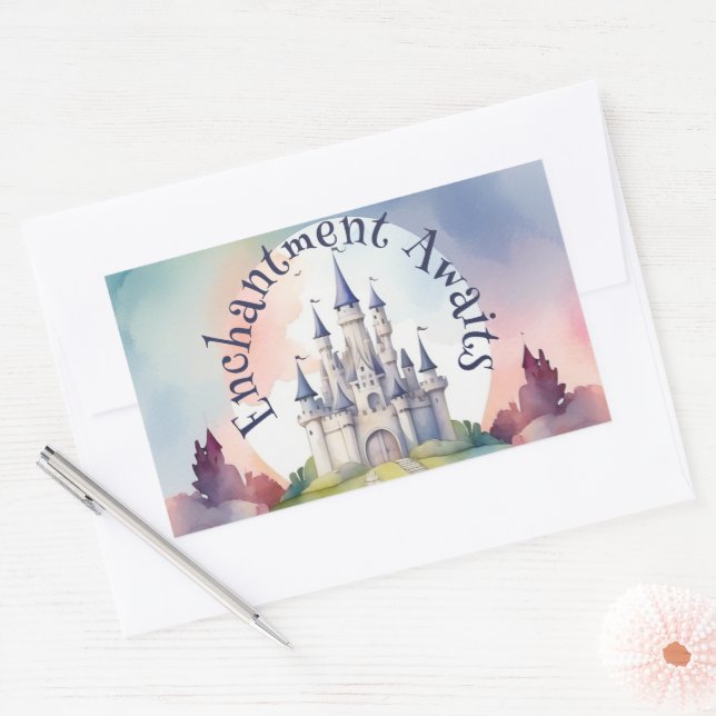 Adesivo Retangular Fairy Tale Castle Party (Envelope)