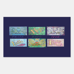 Adesivo Retangular Faith Hope Love Angel Word Collker
