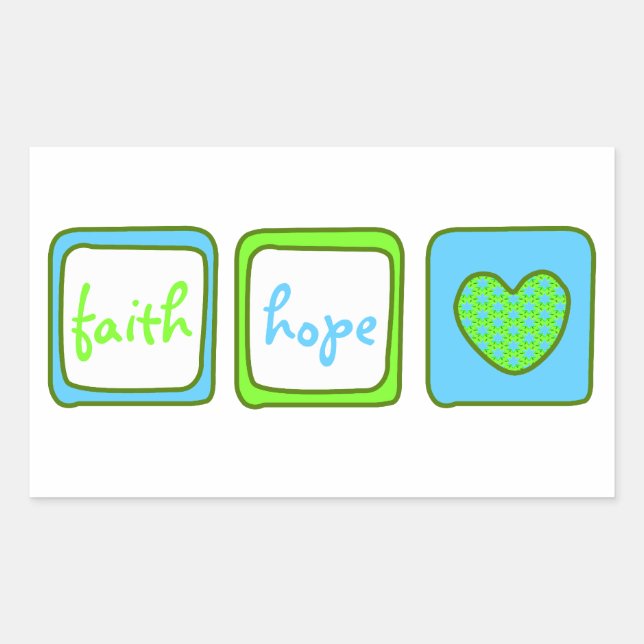 Adesivo Retangular Faith Hope Love Heart 1 Corinthians 13:13 (Frente)
