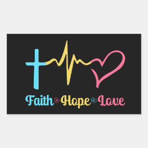 Adesivo Retangular Faith Hope Love Hearts