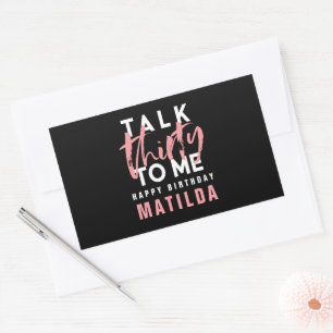 Adesivo Retangular Fale 30 para mim aniversário de tipografia rosa m