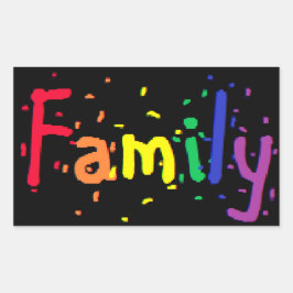 Adesivo Retangular Família Confetti Rainbow em preto