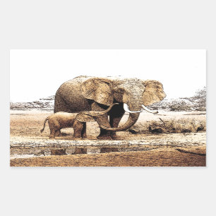 Adesivo Retangular Família Elefante