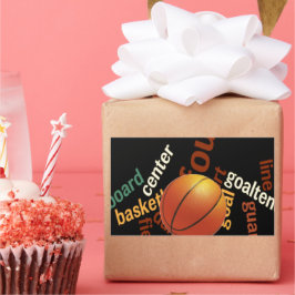 Adesivo Retangular Fanáticos do esporte de basquete.