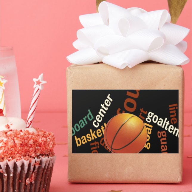 Adesivo Retangular Fanáticos do esporte de basquete. (Festa)