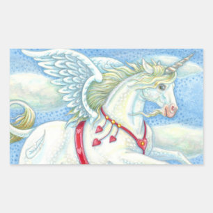 ADESIVO RETANGULAR FANTASY CORAÇÃO BRANCA UNICORN, FANTASY PEGASUS