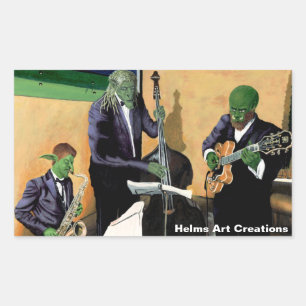 Adesivo Retangular Fantasy Jazz Blues Músicos Stickers