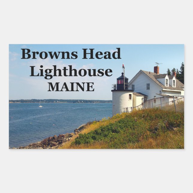 Adesivo Retangular Farol da Cabeça de Navegação, Maine Stickers (Frente)