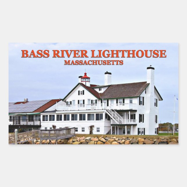 Adesivo Retangular Farol de Bass River, Massachusetts Stickers (Frente)