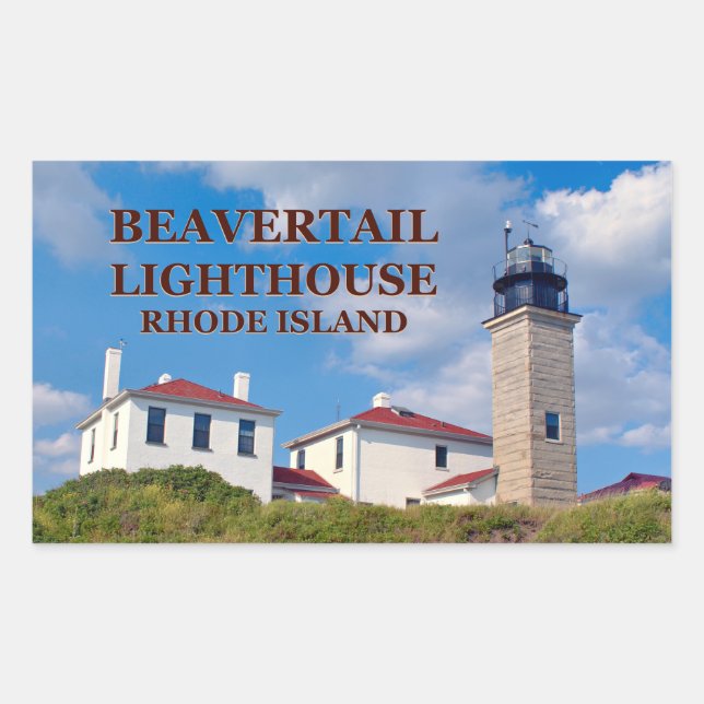 Adesivo Retangular Farol de Beavertail, Stickers Rhode Island (Frente)