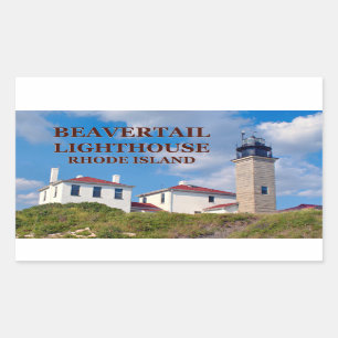 Adesivo Retangular Farol de Beavertail, Stickers Rhode Island