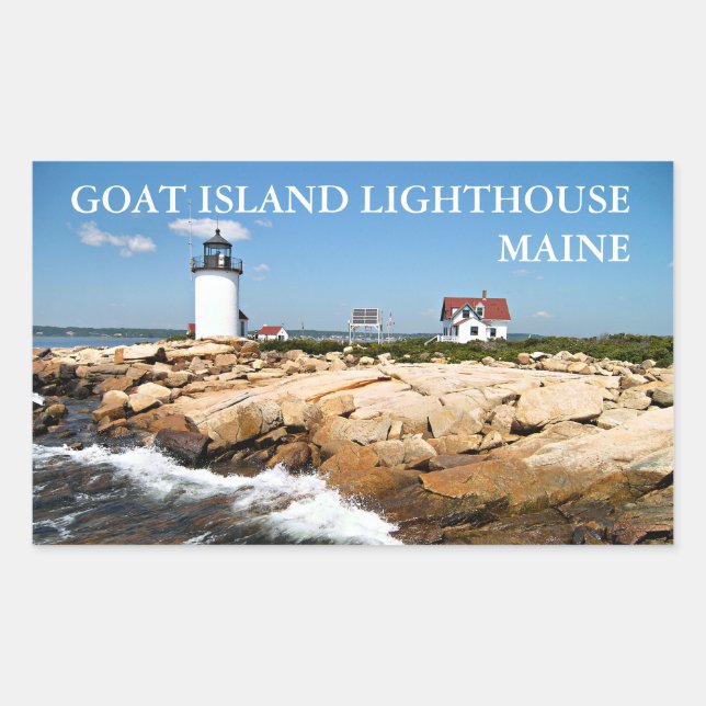 Adesivo Retangular Farol de Goat Island, Maine Stickers (Frente)