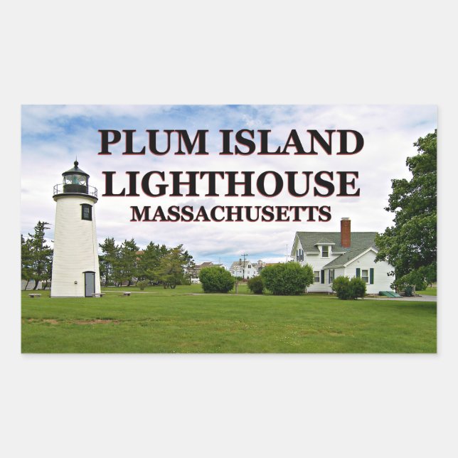 Adesivo Retangular Farol de Plum Island, Massachusetts Stickers (Frente)