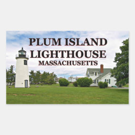 Adesivo Retangular Farol de Plum Island, Massachusetts Stickers